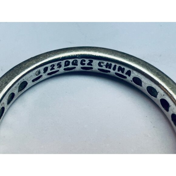 Estate Vintage Sterling Silver 925 CZ Eternity Band Wedding Ring Size 8.75 - Picture 7 of 8